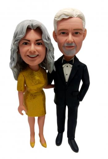 Custom 50th anniversary bobblehead Golden marriage gift