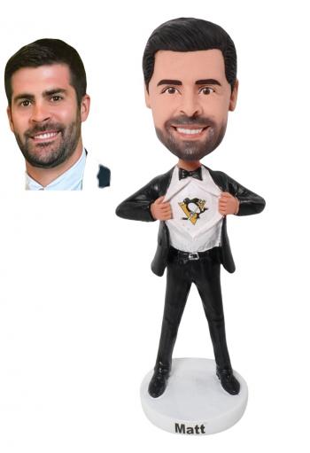 Custom bobblehead gift for groomsmen Pittsburgh Penguins fan