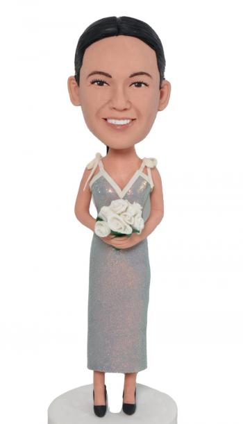 Custom Bridesmaid Bobblehead - elegant Lady Bubble Head