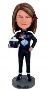 Racing car female driver bobblehead